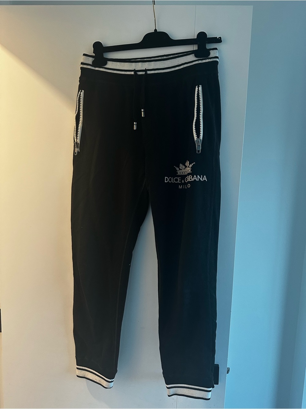 Dolce & Gabbana Silver Zip Pull on Black Joggers